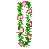 Hawaii krans/slinger   Tropische kleuren mix groen/roze   Bloemen hals slingers
