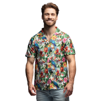 Hawaii shirt/blouse   tropische print   groen   verkleedkleren heren
