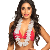 Hawaii slinger   100 cm   wit   hawaii krans   bloemenslinger   hawaii ketting