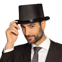 Boland Hoge Hoed   zwart   gentleman   satijn look   volwassenen