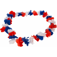 Hollandse kleuren hawaii krans   bloemenslinger   rood wit blauw   hawaiislingers