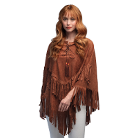 Indiaanse Hippie poncho   bruin   one size   Verkleedkleding voor dames   Flower Power tijd