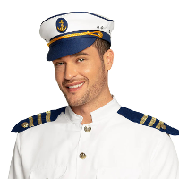 Boland Kapiteinspet   blauw/wit   one size   volwassenen   marine   verkleden   carnaval