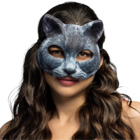 Katten dieren verkleedmasker   volwassenen   carnaval   gezichtsmasker   grijs   foam