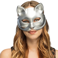 Katten dieren verkleedmasker   volwassenen   carnaval   gezichtsmasker   metallic zilver
