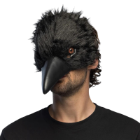Kraai of Raaf dieren verkleedmasker   pluche   volwassenen   Halloween   carnaval   half gezicht
