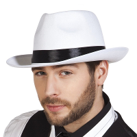 Maffia gangster hoed   wit   volwassenen   Carnaval verkleed hoeden   trilby hoedje   Al Capone