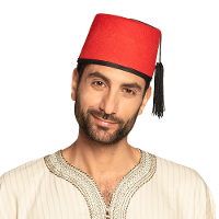Marokkaanse thema Carnaval verkleed Fez hoed   rood   Oosters/1001 nacht themafeest   voor volwassen