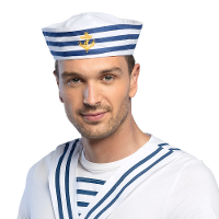 Matrozen hoedje   wit   polyester   carnaval outfit   matrozen/maritiem thema