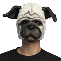 Mopshond honden dieren verkleedmasker   pluche   volwassenen   Halloween   carnaval   half gez