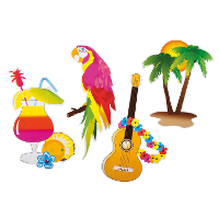 Boland Muurversiering Hawaii   4x stuks   35 cm   tropisch thema   versiering