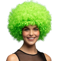 Boland pruik afro   groen   clown   disco   carnaval   thema neon