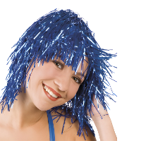 Pruik   blauw   folie   seventies   disco   verkleden   carnaval