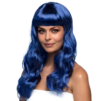 Boland Pruik Chique   blauw   lang golvend haar   carnaval   verkleden   damespruik