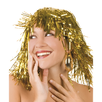 Pruik   goud   folie   seventies   disco   verkleden   carnaval