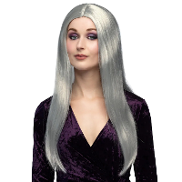 Boland Pruik heks   lang grijs haar   dames   halloween pruik