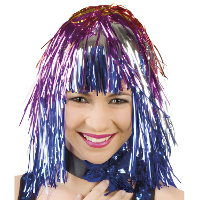 Pruik   multi color   folie   seventies   disco   verkleden   carnaval