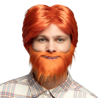 Boland Pruik   oranje   met baard en snor   heren   carnaval   EK/WK