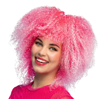 Pruik Starlight   punker   afro   neon roze   dames   verkleed pruiken   carnaval