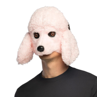 Roze Poedel honden dieren verkleedmasker   pluche   volwassenen   Halloween   carnaval   half gezich