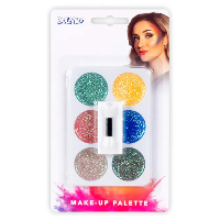 Schminkset Glitter   gekleurd   make up palette   carnaval/kinderfeestje