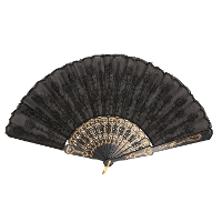 Boland Spaanse handwaaier   zwart   kunststof/polyester   42 x 24 cm