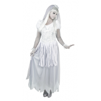 Boland Spook Bruid verkleedkleding kostuum   voor dames   Halloween   witte jurk en tiara