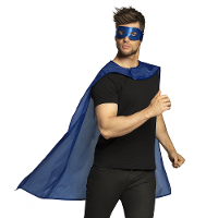 Superheld verkleedset voor volwassenen   blauw   one size   cape/oogmasker   comic/stripheld