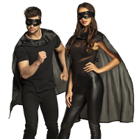 Superheld verkleedset voor volwassenen   zwart   one size   cape/oogmasker   comic/stripheld