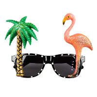 Toppers   Carnaval/verkleed party bril Palmtree/flamingo   Tropisch/beach/hawaii thema   plastic   volwassenen