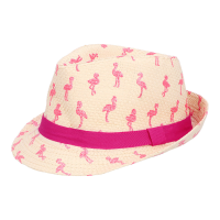Toppers in concert   Verkleed hoedje voor Tropical Hawaii party   Roze flamingo print   volwassenen   Carnaval