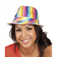 Trilby verkleed hoed met pailletten   regenboog   glitter   volwassenen