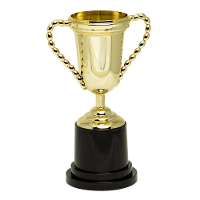 Trofee/prijs beker met oren   goud   kunststof   25 x 11 cm   winnaar   sportprijs