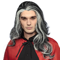 Boland Vampier pruik   grijs   lang haar   heren   halloween   horror thema   dracula