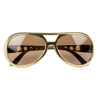 Verkleed bril Elvis/rockster   goud   kunststof   Rock and roll thema accessoires