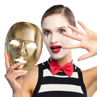 Verkleed gezichtsmasker Mime   goud   volwassenen   Carnaval/themafeest