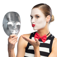 Verkleed gezichtsmasker Mime   zilver   volwassenen   Carnaval/Themafeest