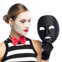 Verkleed gezichtsmasker Mime   zwart   volwassenen   Carnaval/themafeest