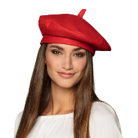 Verkleed hoed   baret   rood   polyester   franse baret   frans   landen thema
