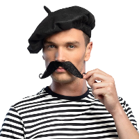 Verkleed hoed   baret   zwart   polyester   franse baret   frans   landen thema