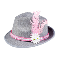 Verkleed hoedje voor Oktoberfest/duits/tiroler   grijs/roze   volwassenen   Carnaval