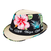 Verkleed hoedje voor Tropical Hawaii party   bloemen print   volwassenen   Carnaval/thema feest