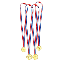 Verkleed medailles met lint   4x   goud   kunststof   3.5 Cm   speelgoed