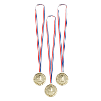 Verkleed medailles met lint   Cijfer 1   3x   goud   kunststof   7.5 Cm   speelgoed