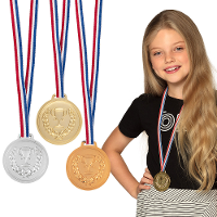 Verkleed medailles met lint   Winnaar   3x   goud/zilver/brons   kunststof   6 cm   speelgoed