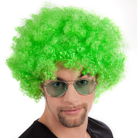 Boland verkleed pruik   Afro krullen   groen   Clown   themafeesten/Carnaval