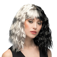 Verkleed Pruik Cruella  zwart / wit   verkleden   carnaval   cosplay   themafeest