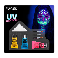 Boland Verkleed Schmink set Skull   UV Neon   paars/roze/blauw   Halloween   blacklight schmink