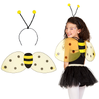 Verkleed set bijtje   vleugels/diadeem   geel   kinderen   Carnavalskleding