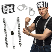 Verkleed set Boef   heren   Carnavalskleding   3 delig   Gevangene set